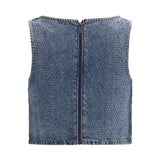 Rhinestone denim crop Top