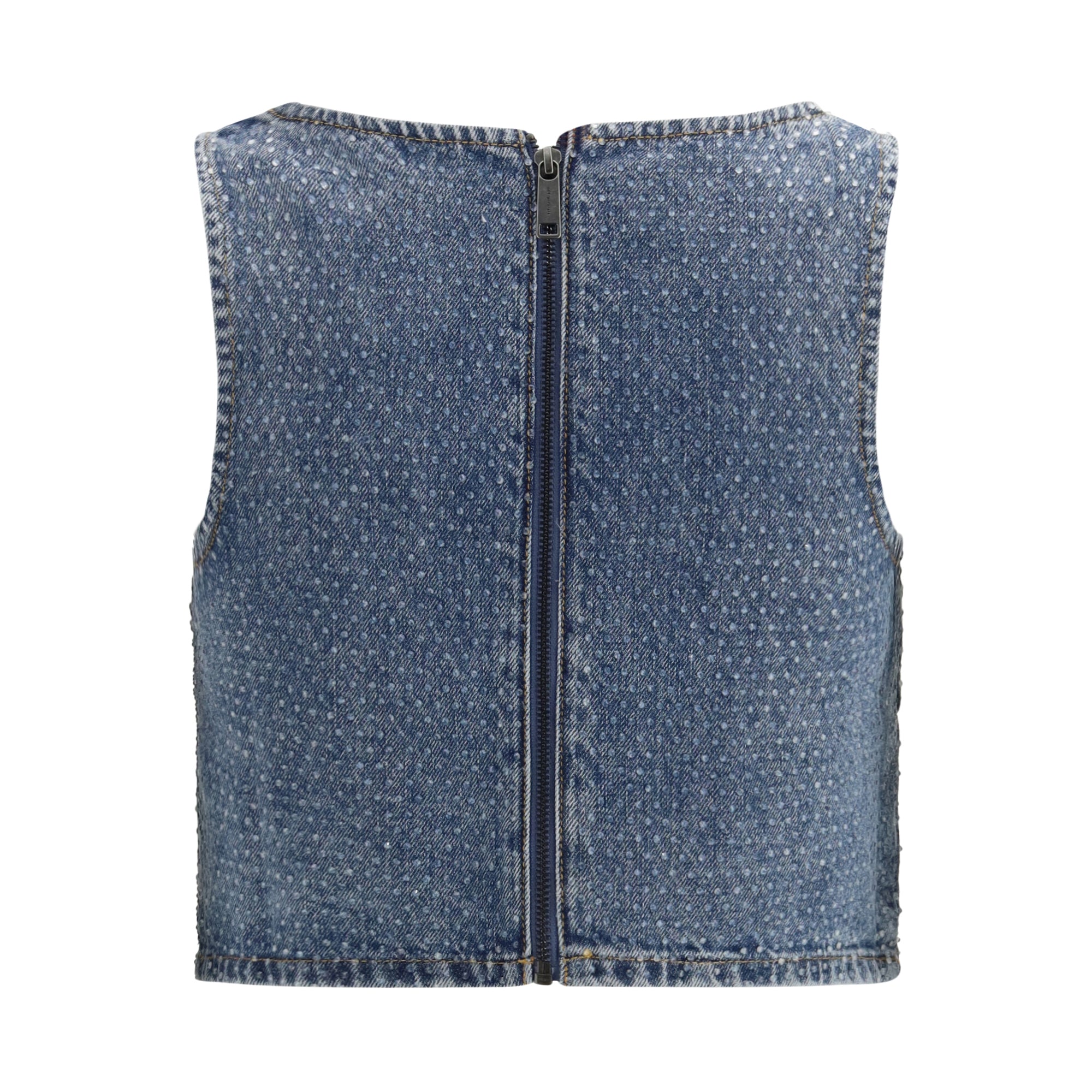 Rhinestone denim crop Top