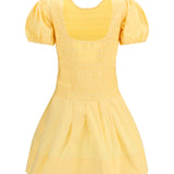 Stretch cotton mini Dress with balloon sleeves
