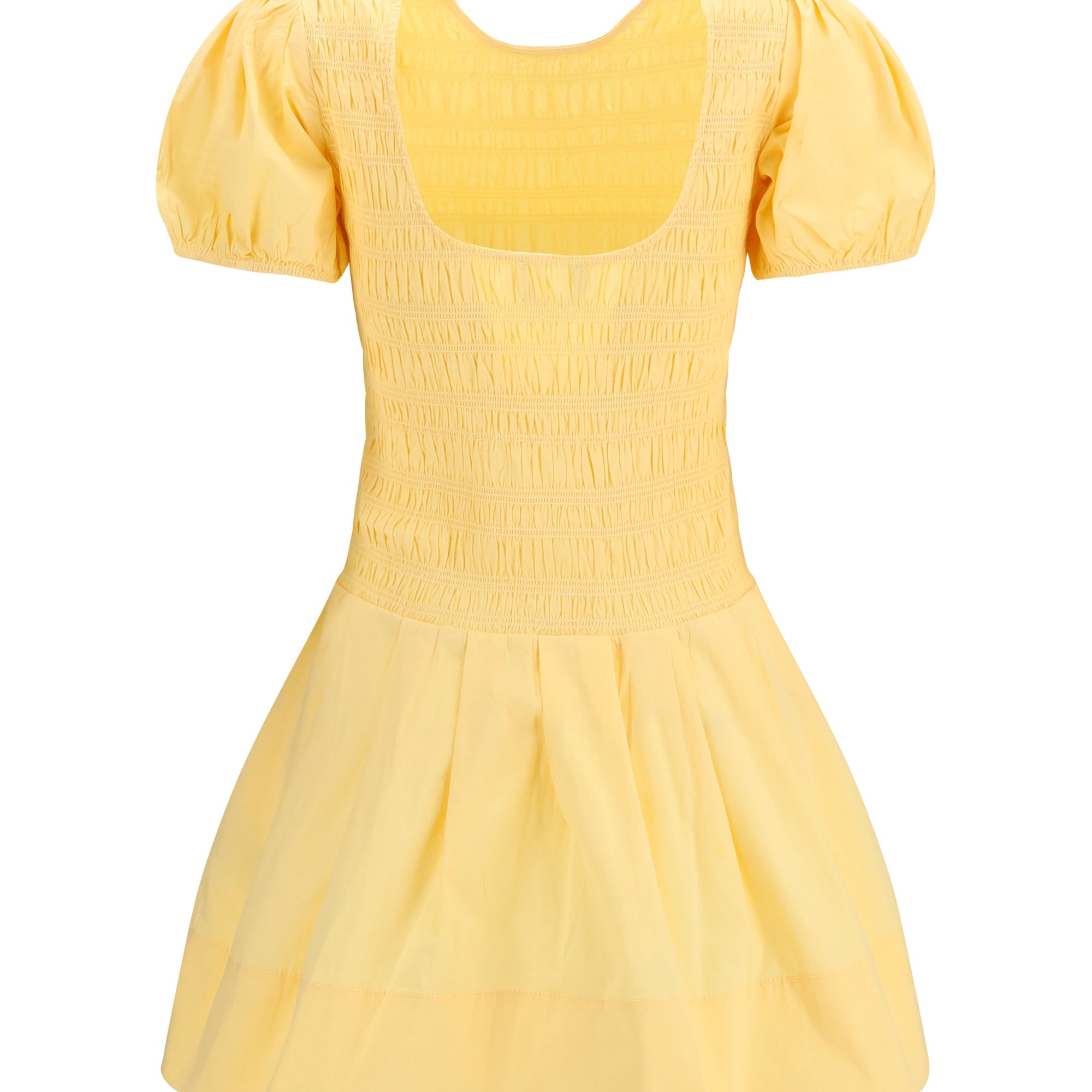 Stretch cotton mini Dress with balloon sleeves