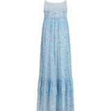 Poodle-print tiered long Dress