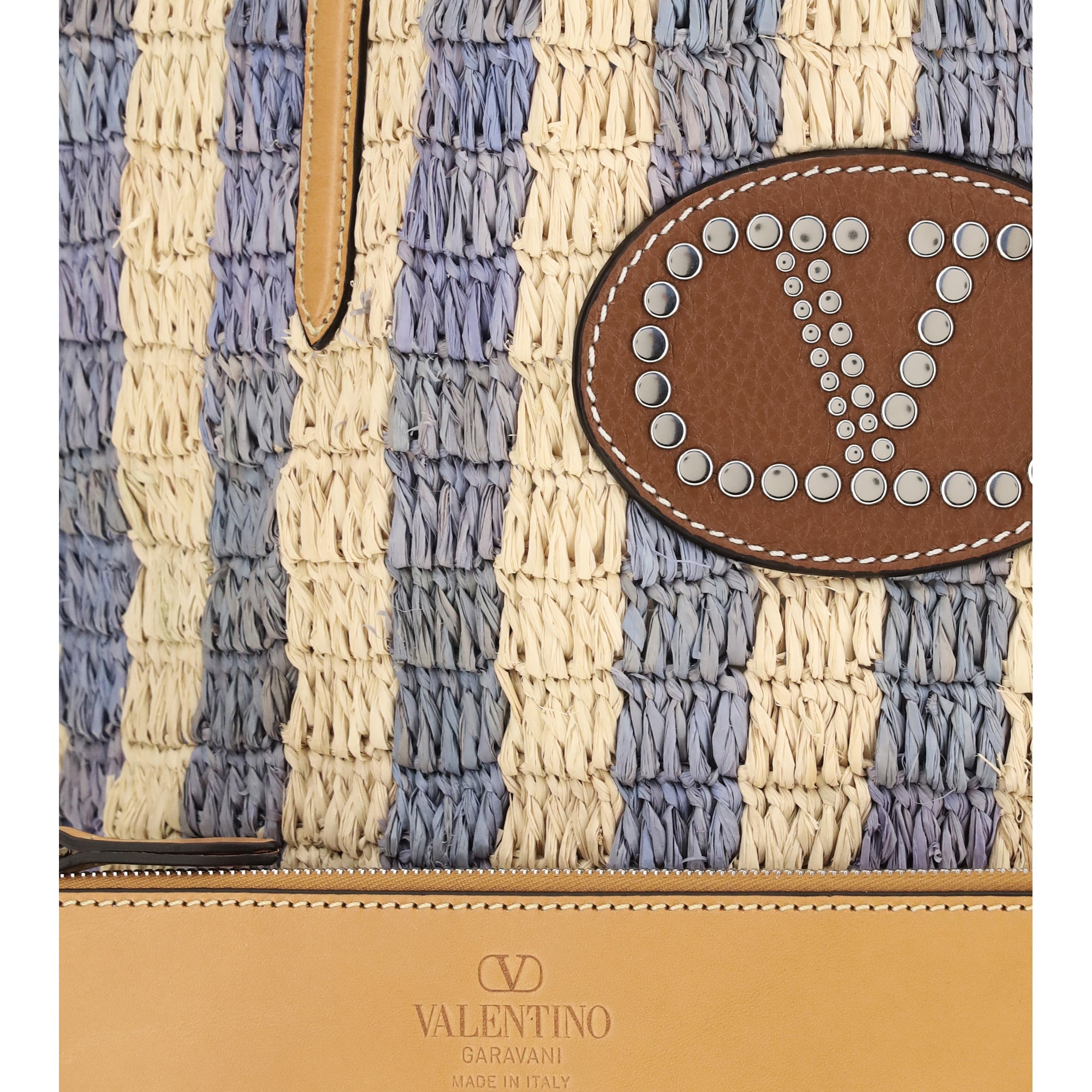 Striped raffia Bucket Bag