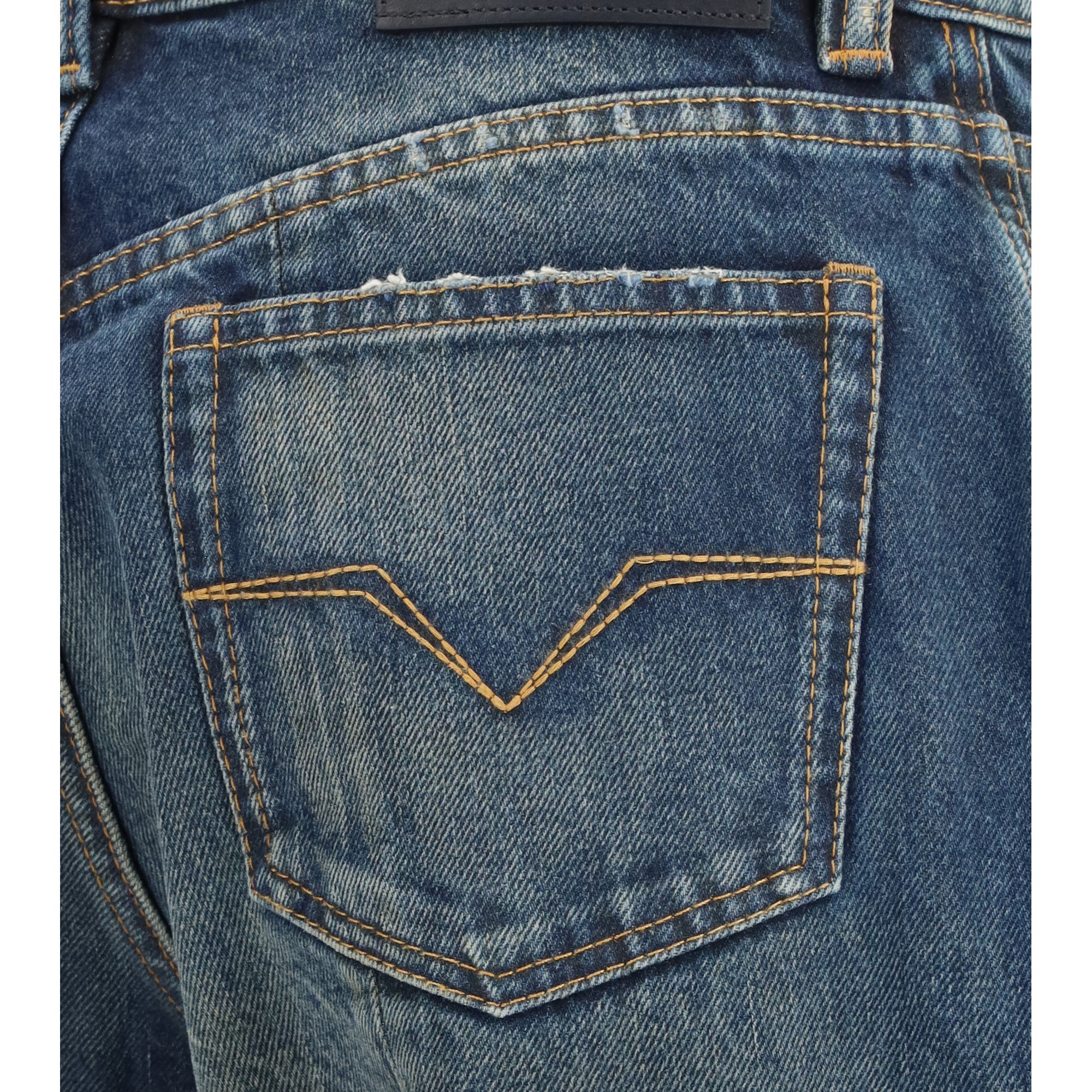Distressed straight-leg cotton denim Jeans