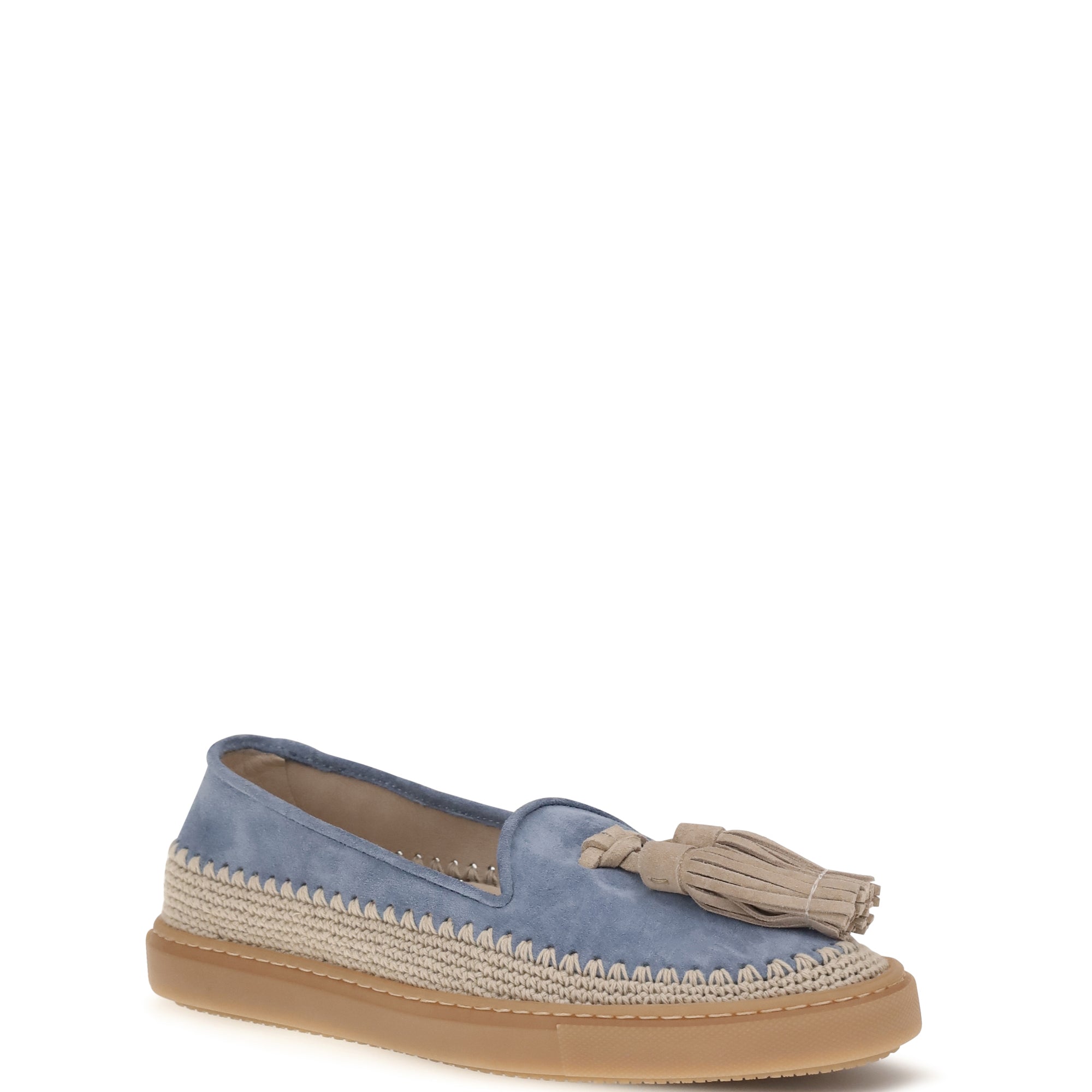 Suede Loafers with crochet detail