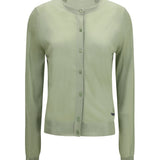Cardigan crewneck in viscose with embroidered logo