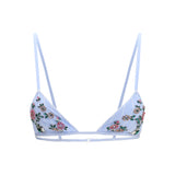 Striped poplin embroidered Bra