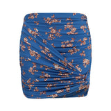 Draped floral-print swim Mini Skirt