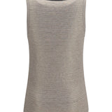 Striped linen lamé jersey Tank Top with glossy finishes