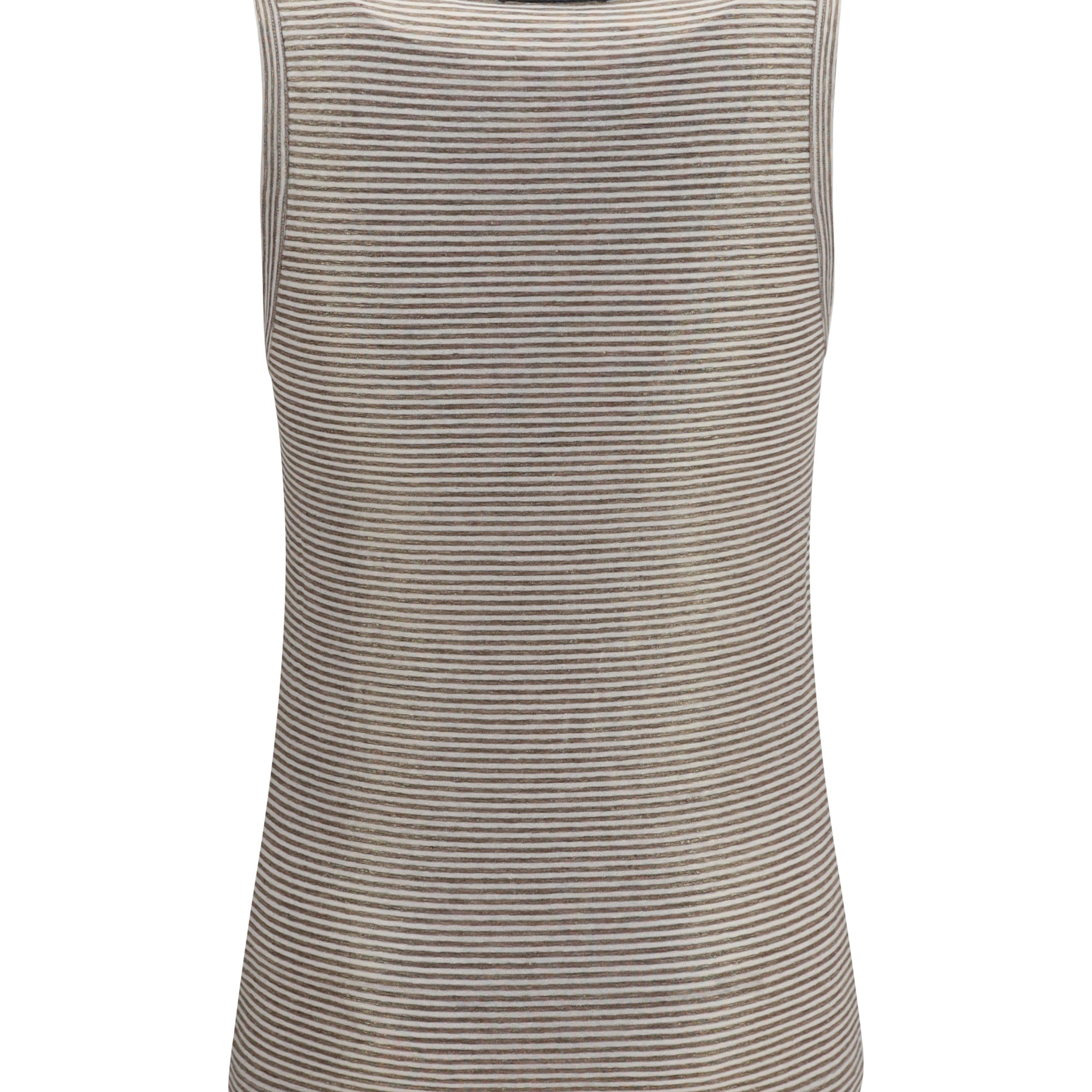 Striped linen lamé jersey Tank Top with glossy finishes