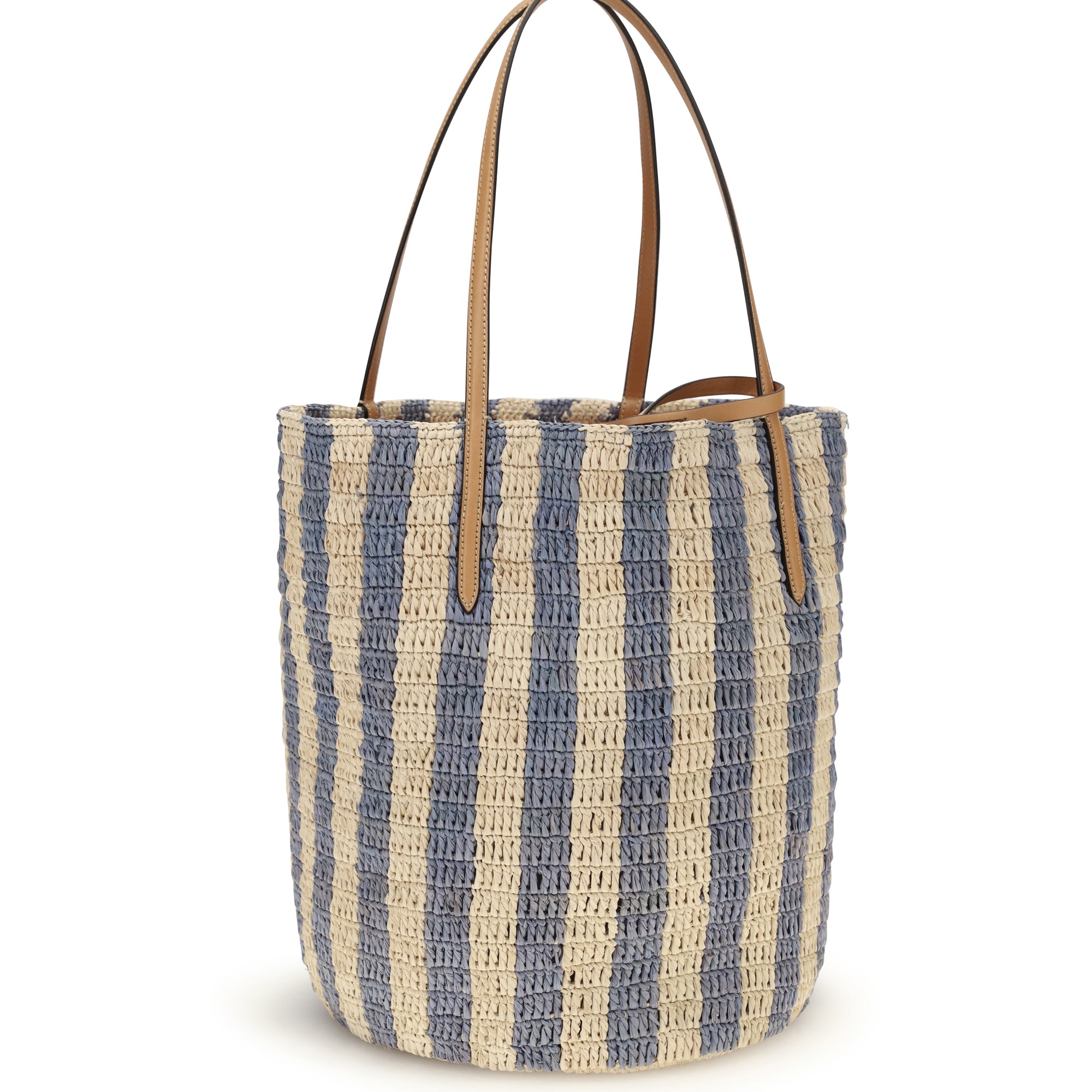 Striped raffia Bucket Bag