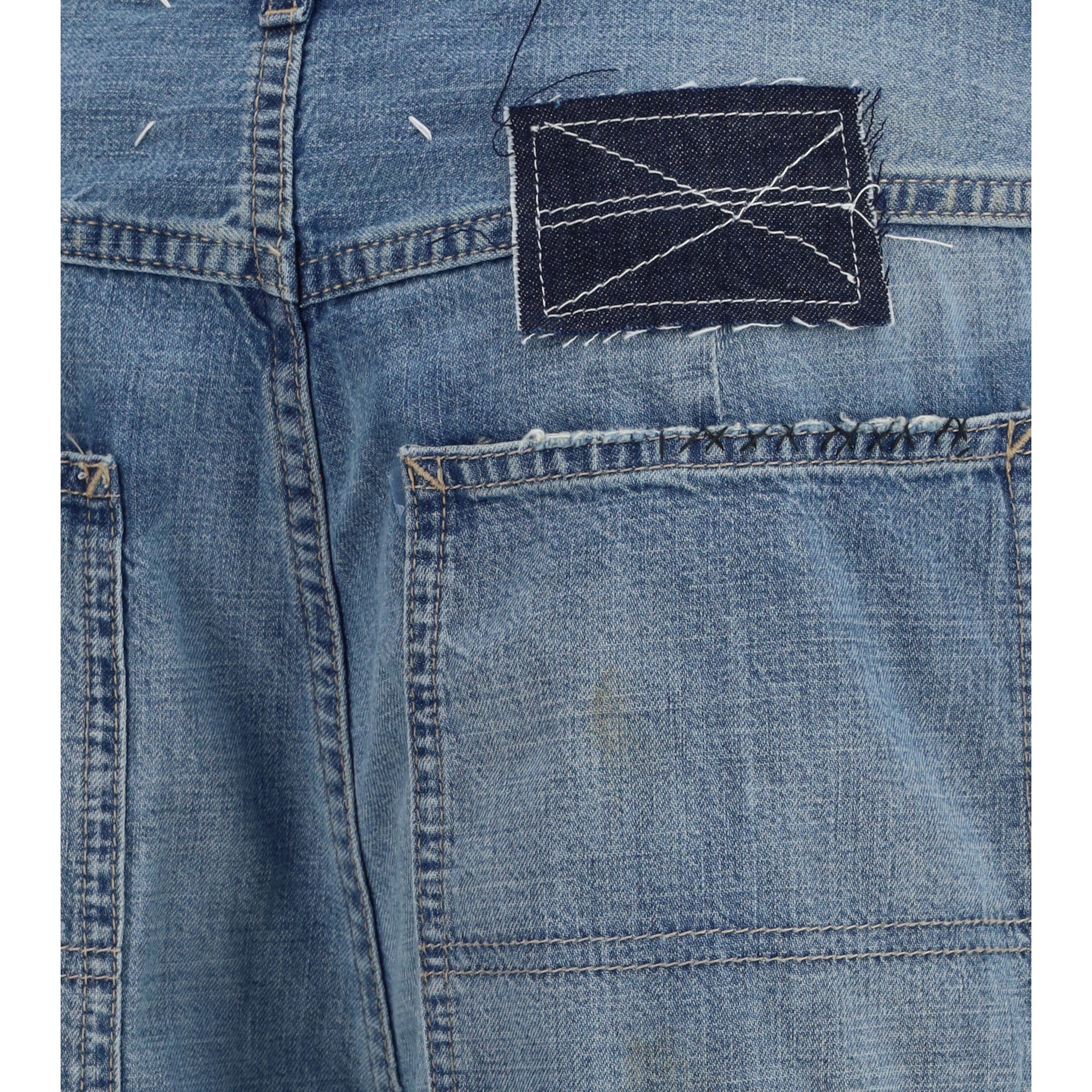 Patchwork-detail wide leg Jeans