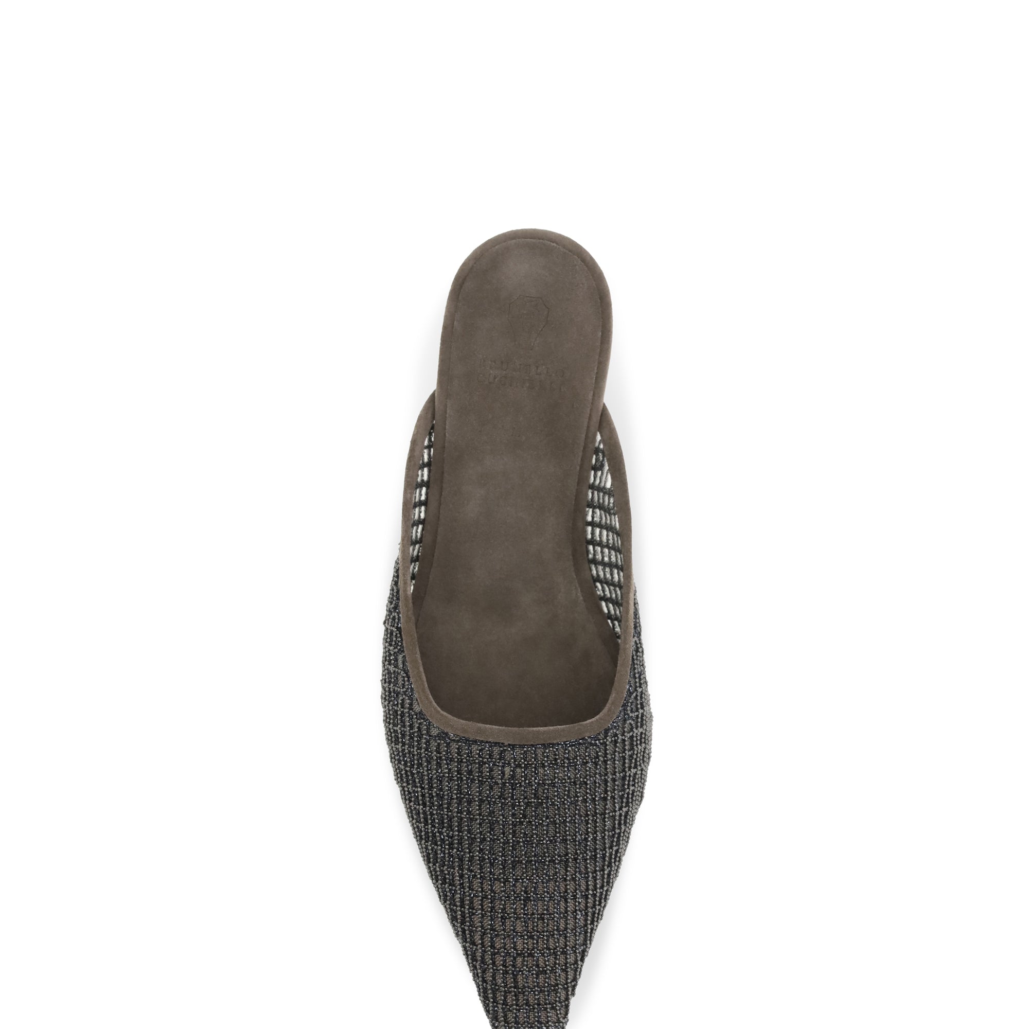 Suede Ballerinas with embellished net embroidery