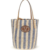 Striped raffia Bucket Bag