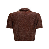 Linen, cashmere and silk Top with sequins