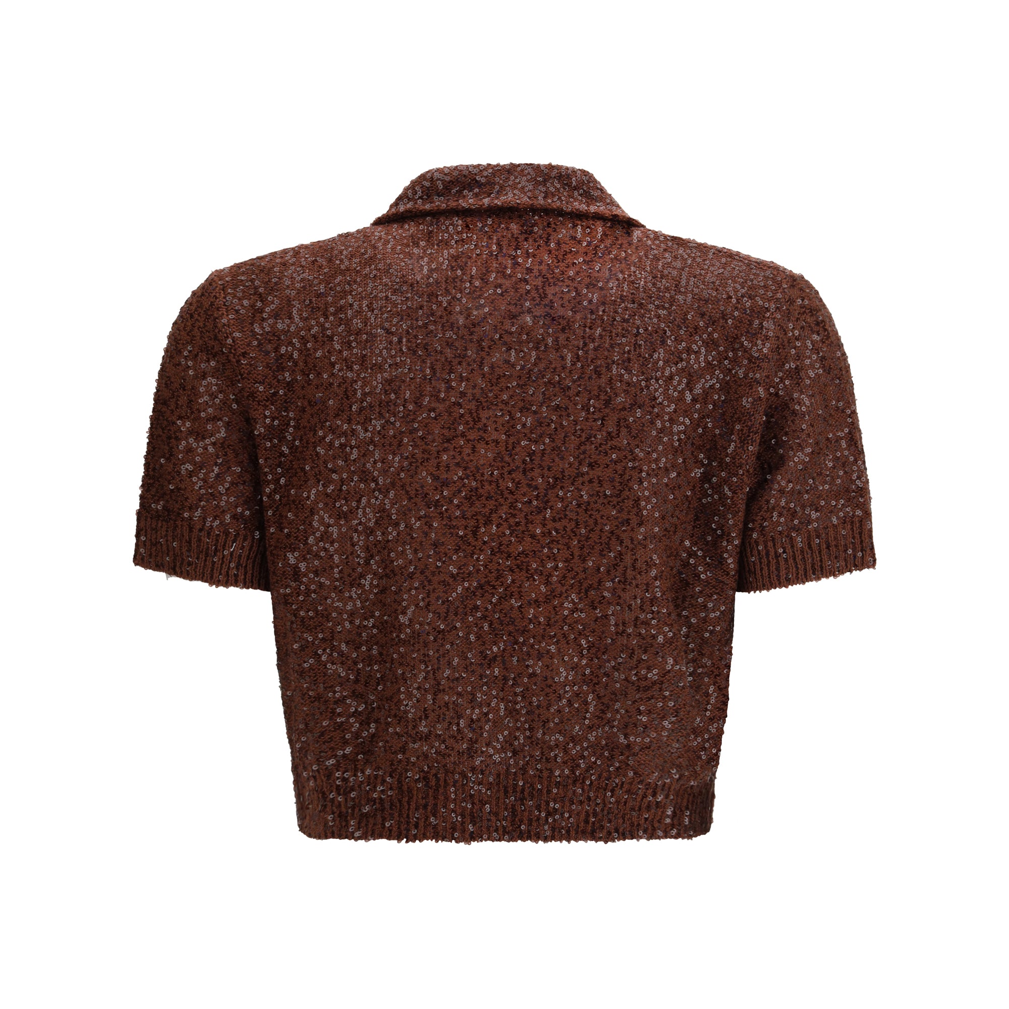 Linen, cashmere and silk Top with sequins