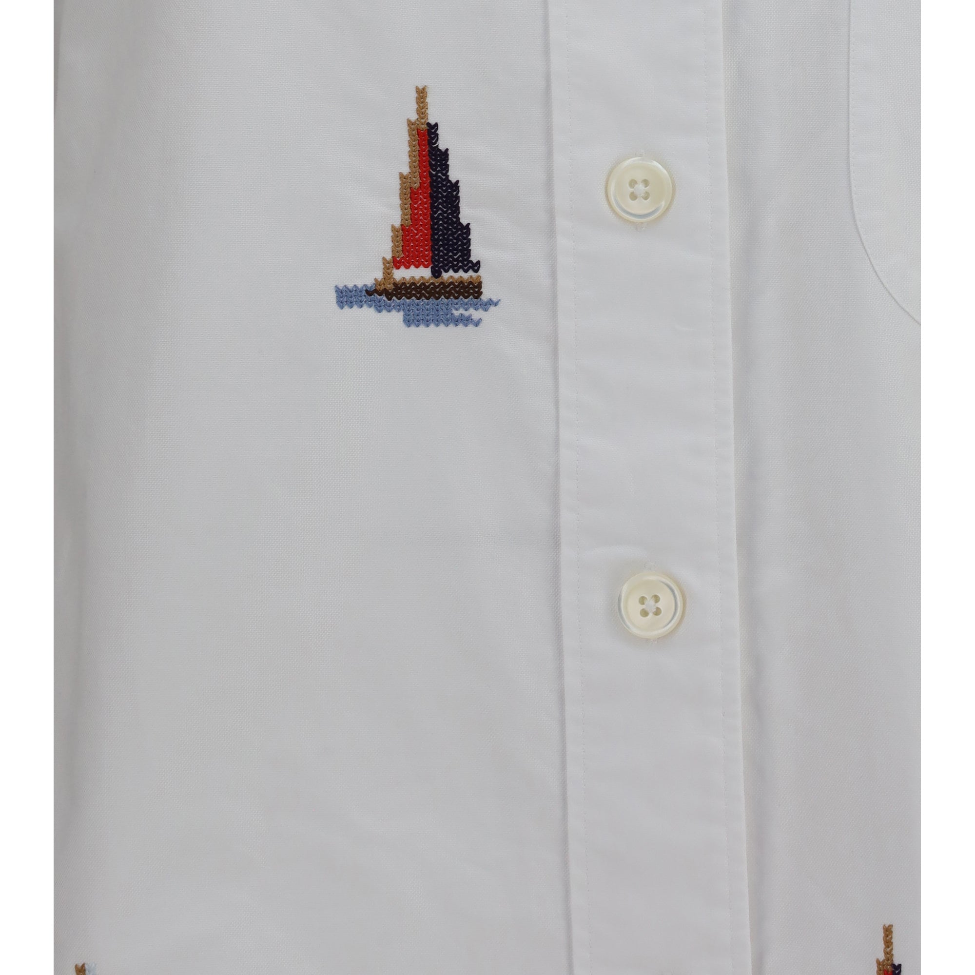Oversized Sailboat-embroidered Shirt