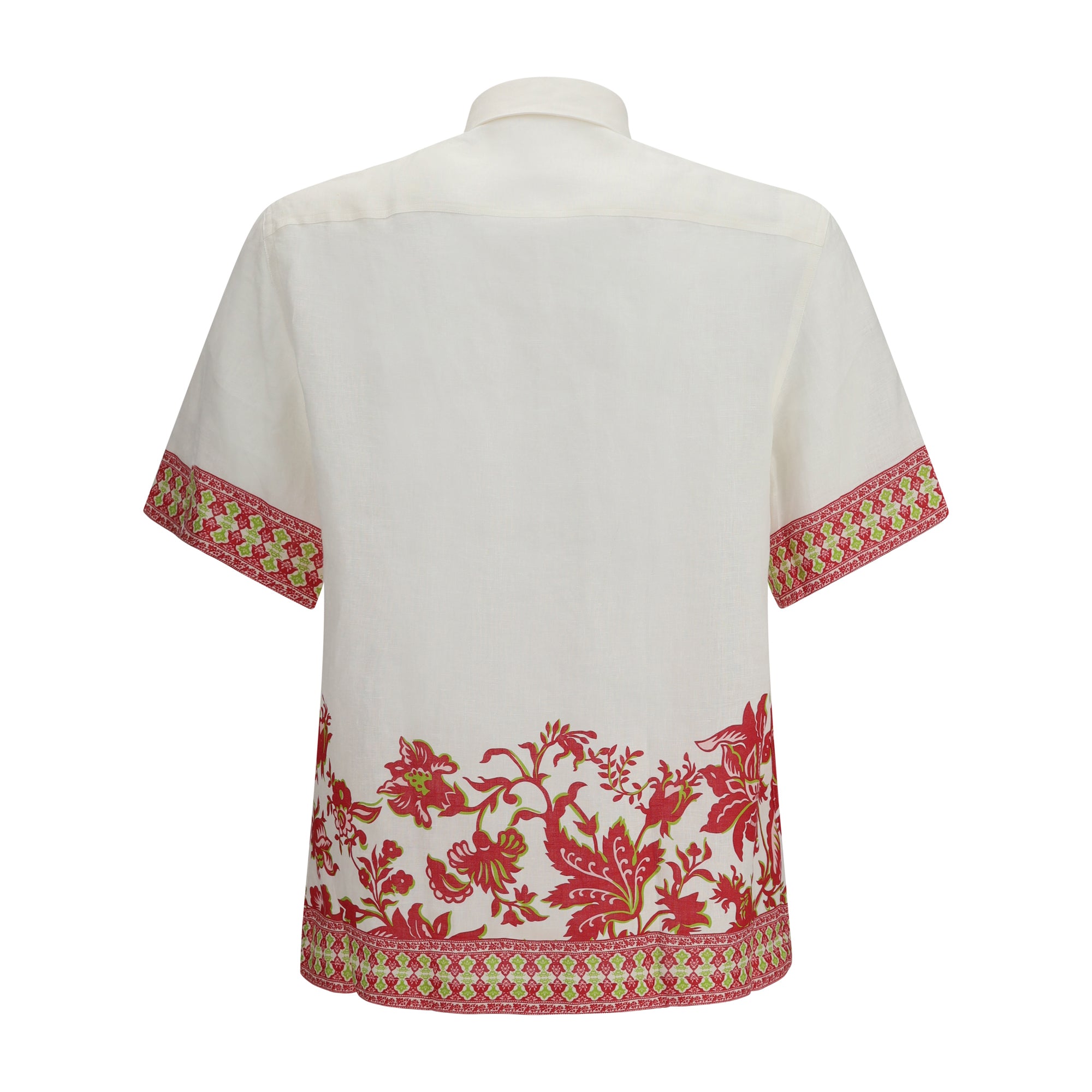 Linen shirt with floral print and short sleeves