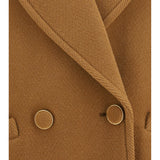 Double-breasted herringbone wool short Coat