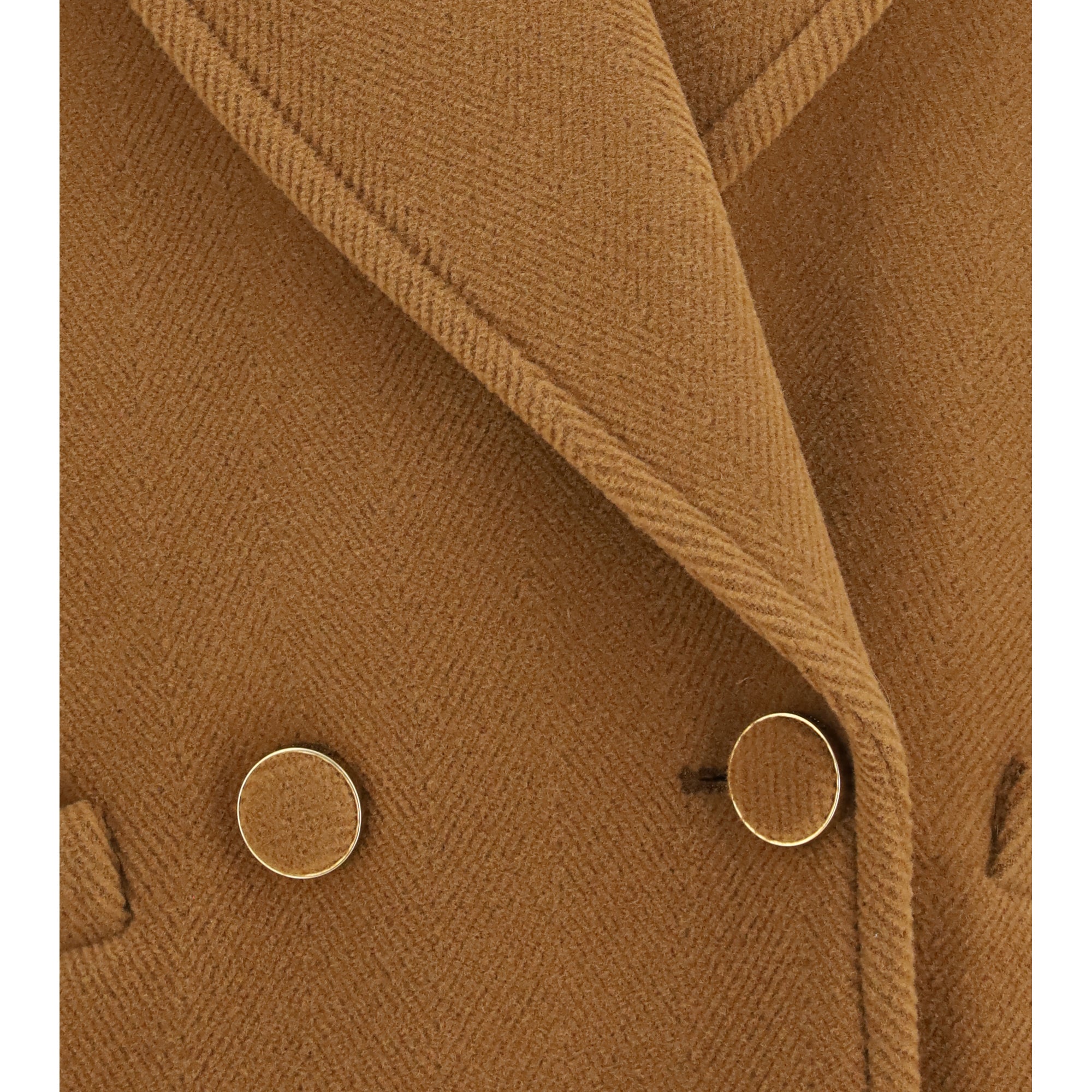 Double-breasted herringbone wool short Coat