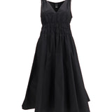 Shirred V-neck Dress