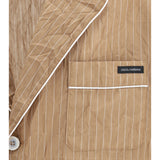 Vanity Shirt-style robe in froissé striped fabric