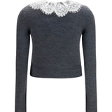 Knit Cardigan with lace collar