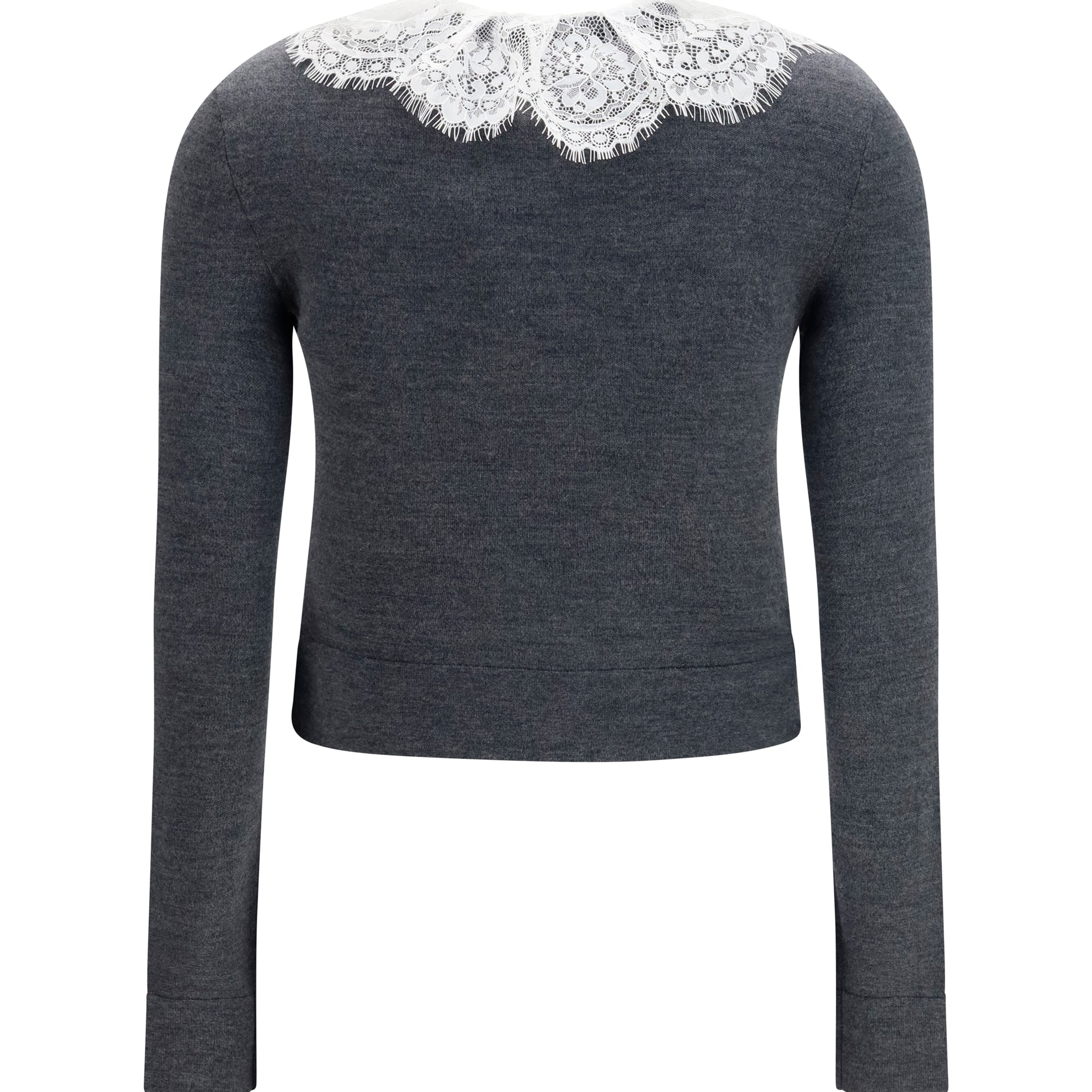 Knit Cardigan with lace collar