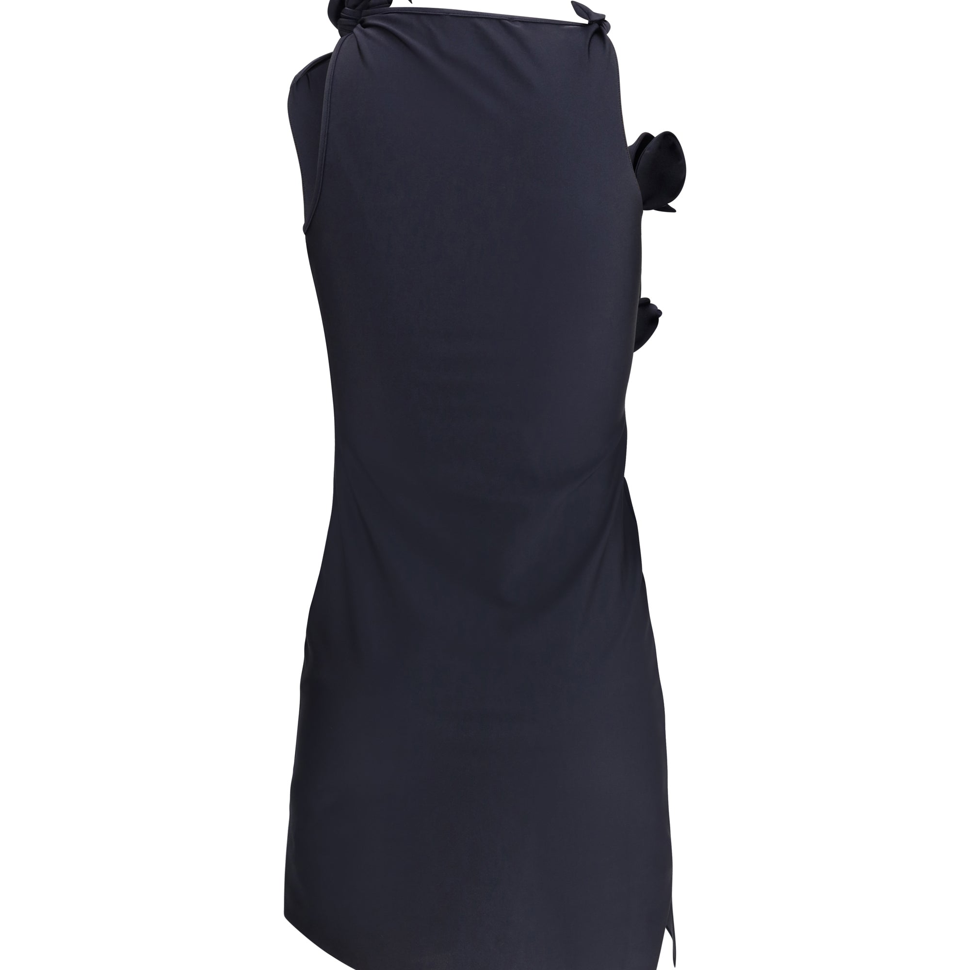 Asymmetrical short Dress with floral inserts