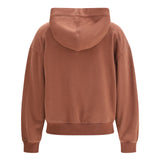 Hooded smooth cotton Sweatshirt with shiny zipper pull