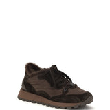 Suede and techno fabric Sneakers with shearling lining and monile