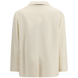 Fluid twill Jacket in viscose and linen with monile