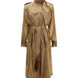 Translucent technical fabric Trench with lavallière collar
