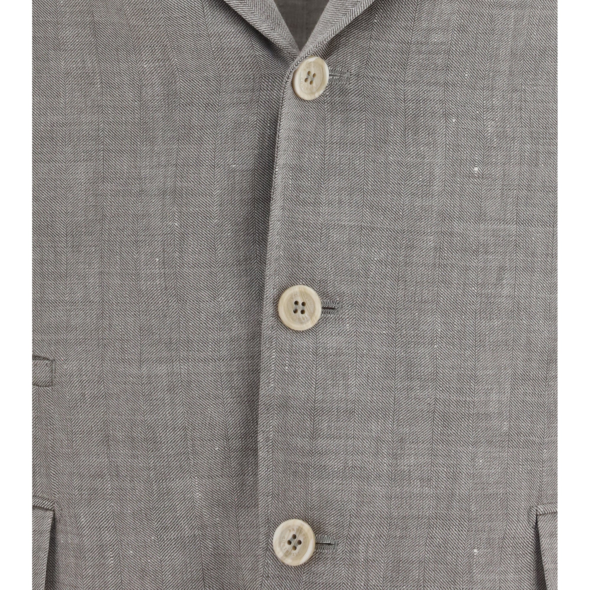 Deconstructed linen and wool chevron Jacket