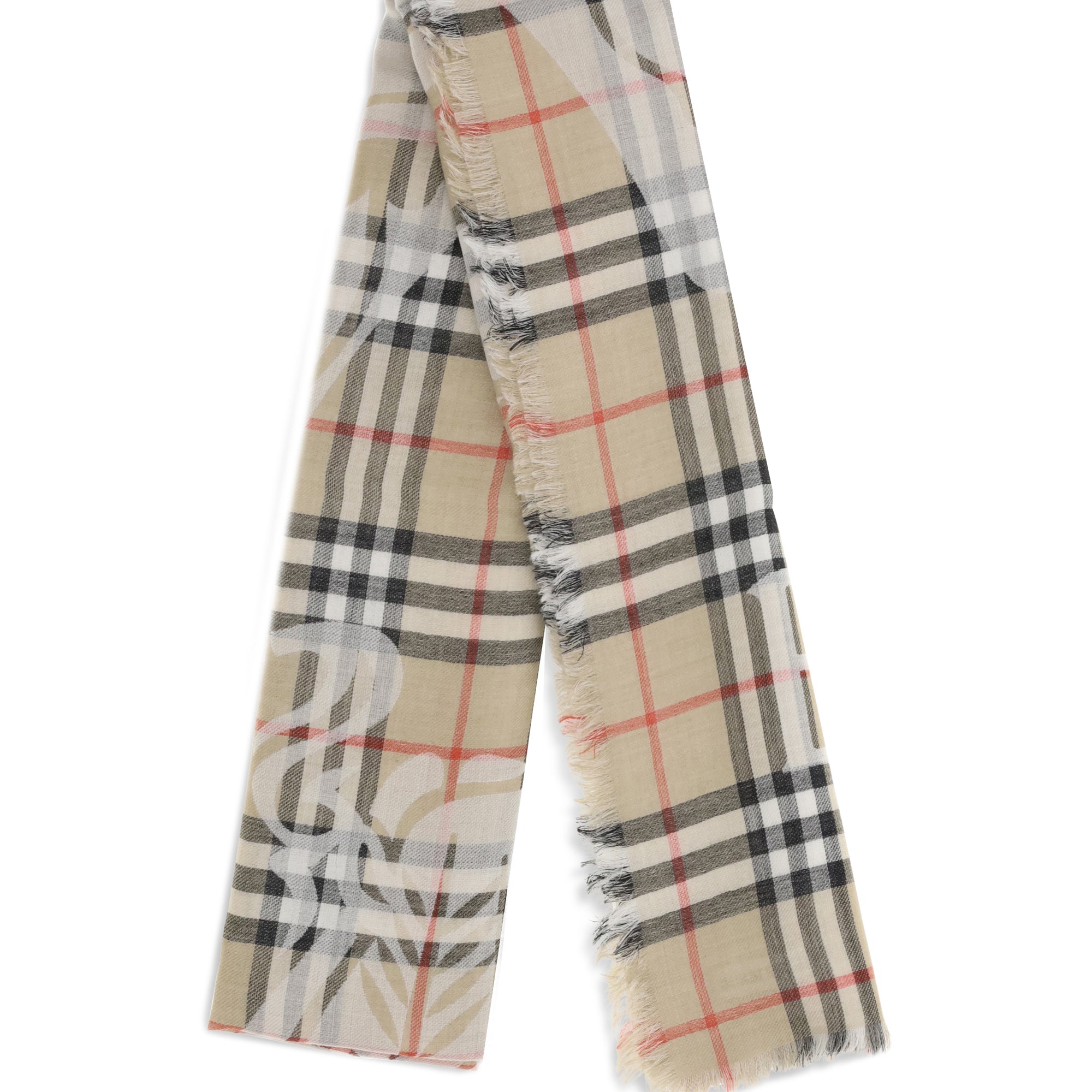 Wide wool and silk Check Scarf with EKD