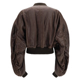 Cropped leather Bomber Jacket