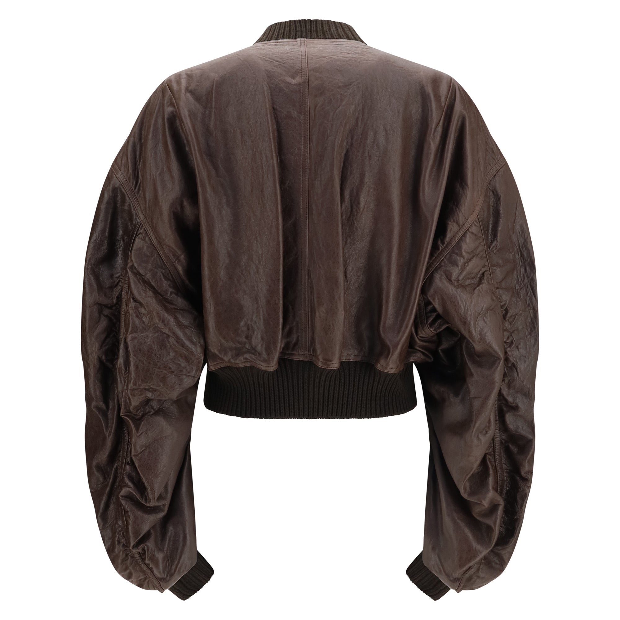 Cropped leather Bomber Jacket
