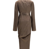 Asymmetric wrap Dress with knot fastening