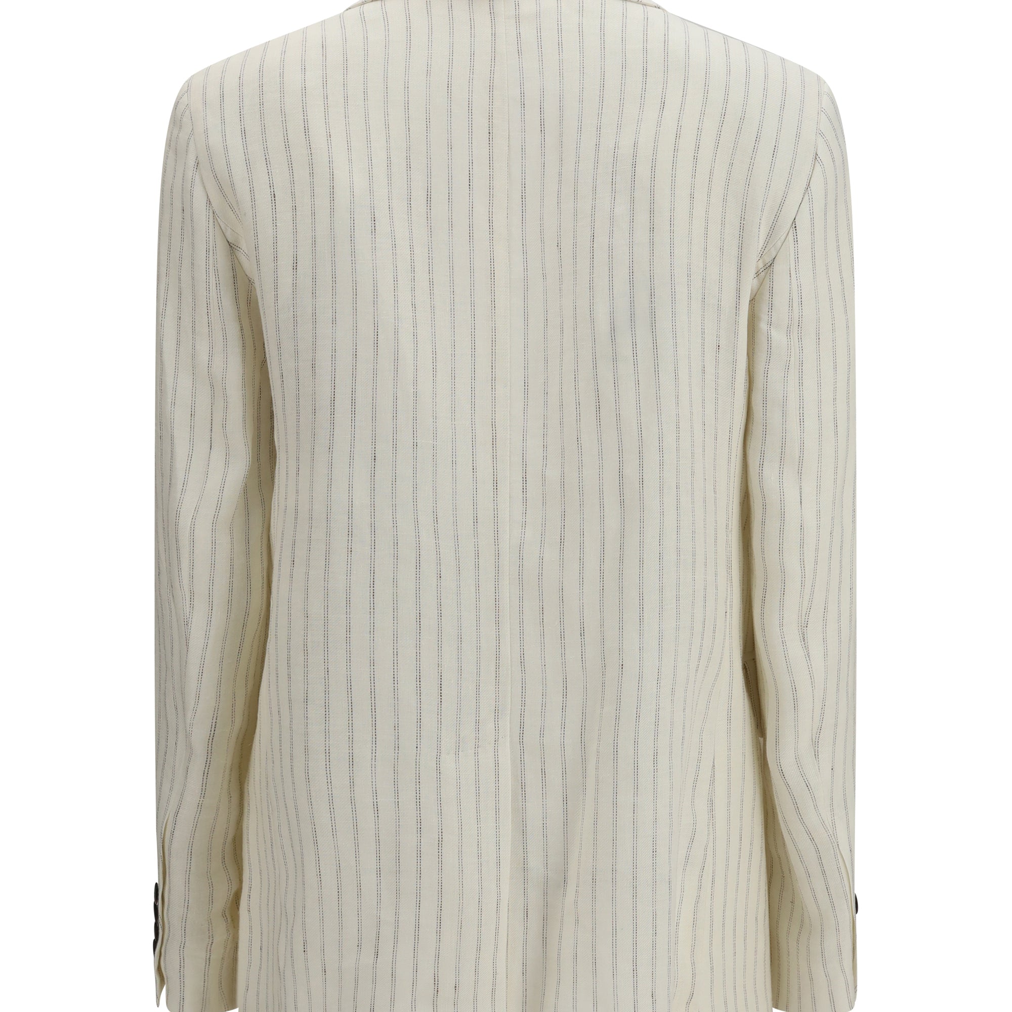 Single-Breasted pinstriped linen Blazer
