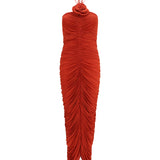 halterneck Dress with floral ruching