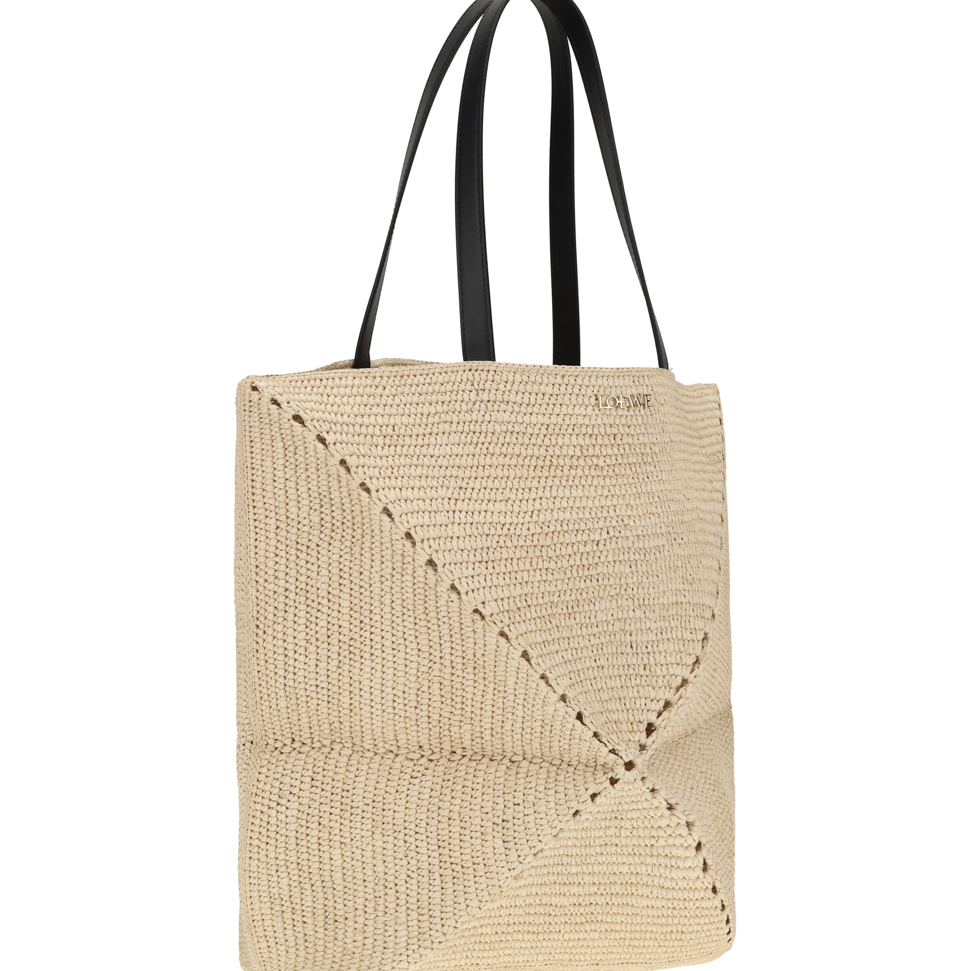 Puzzle XL raffia Tote Bag