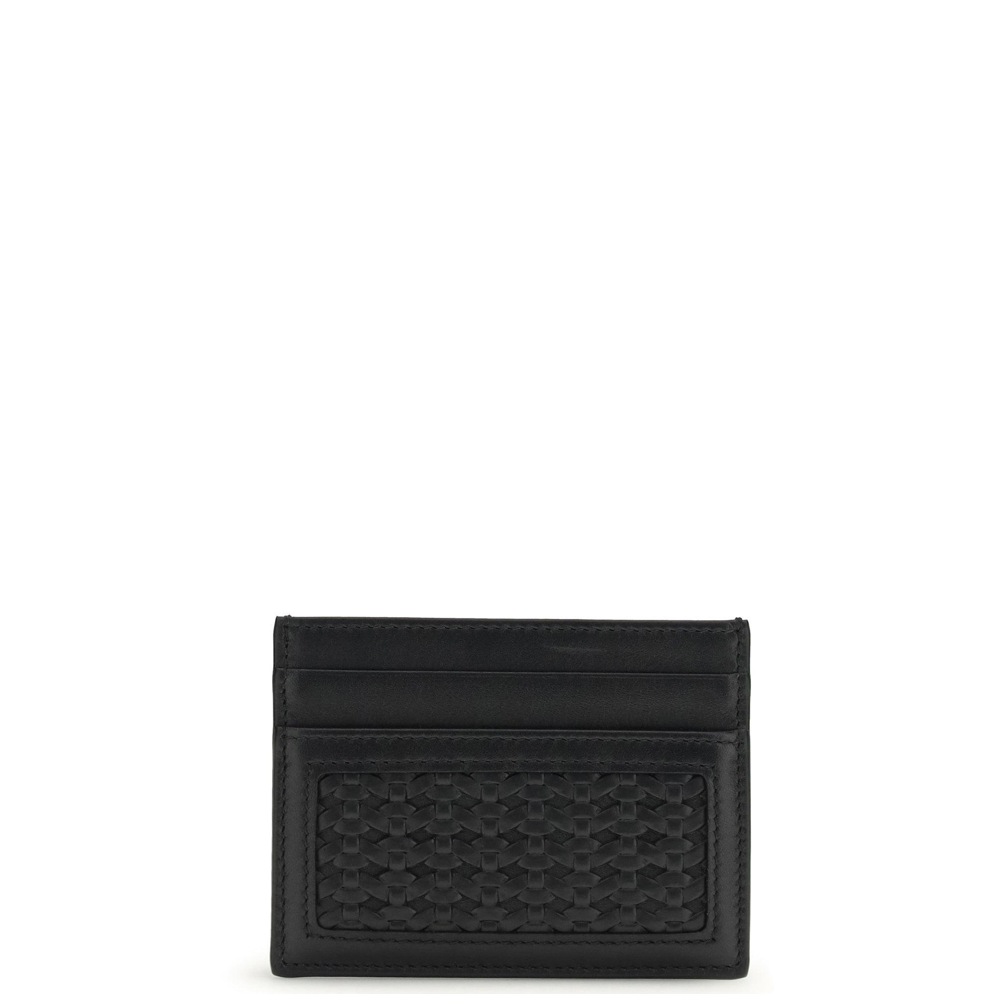 Calfskin plongé Cardholder with woven detail