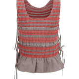 Elastic printed Top with ruching and side ties