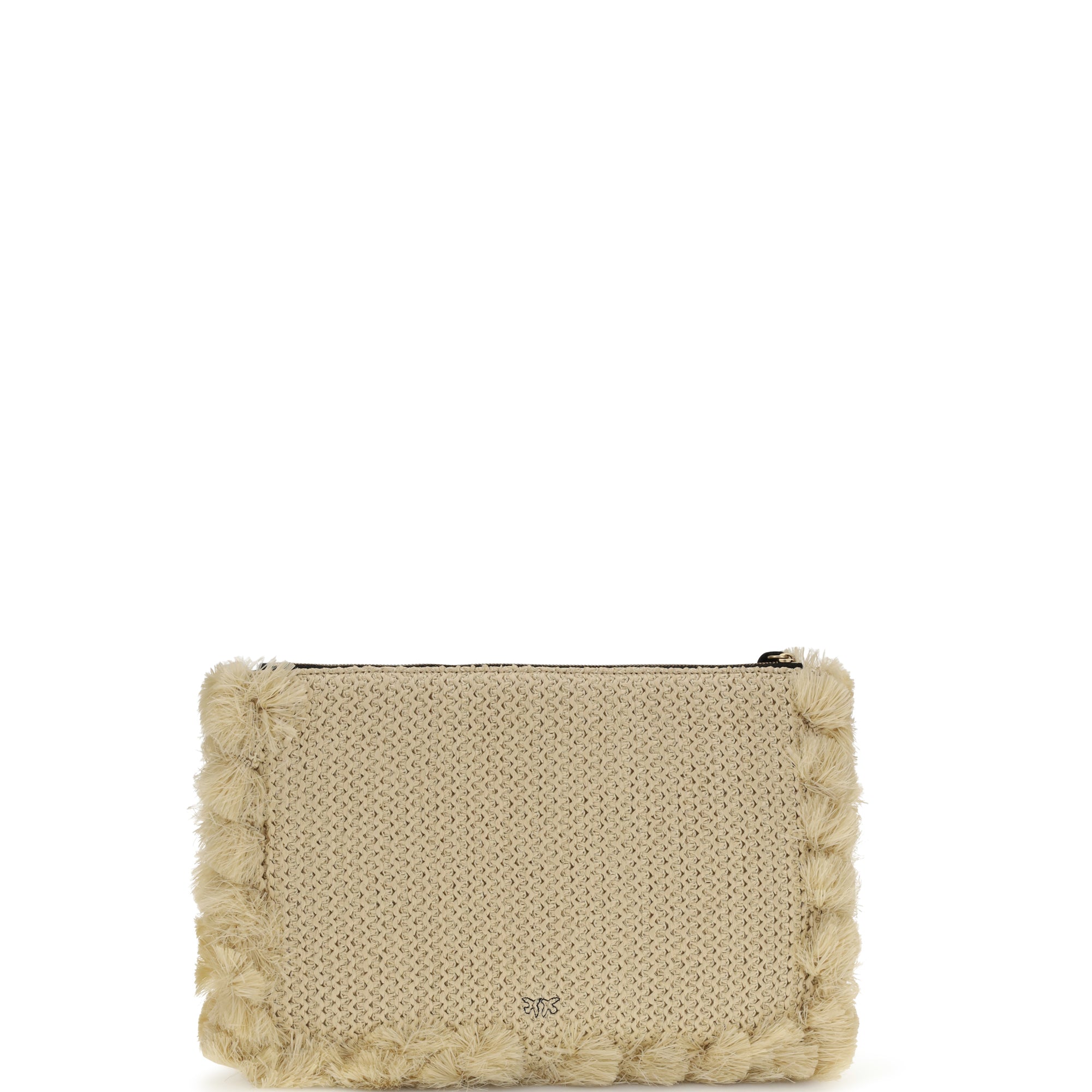 Flat Handle Clutch in raffia