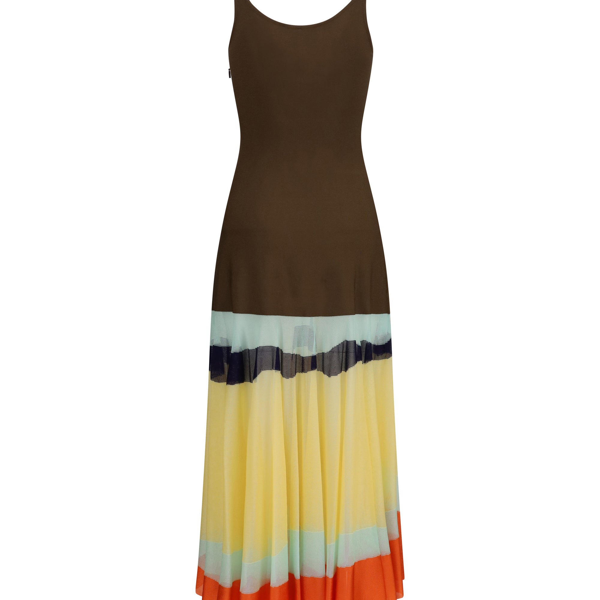 Long Dress with color-striped skirt