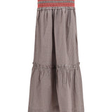 Checked cotton Skirt with gathered waist