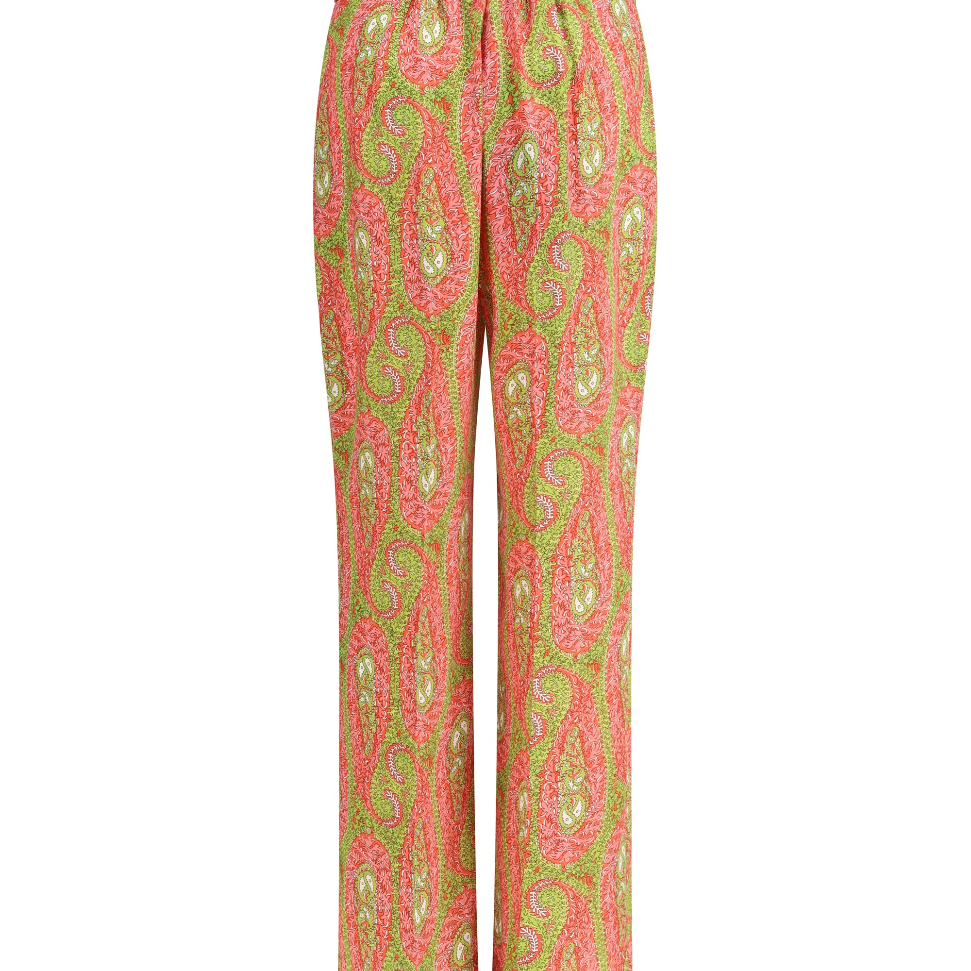 Bootcut Pants with placed paisley foliage print