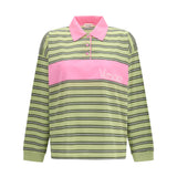 Striped intarsia cotton Polo with embroidered logo