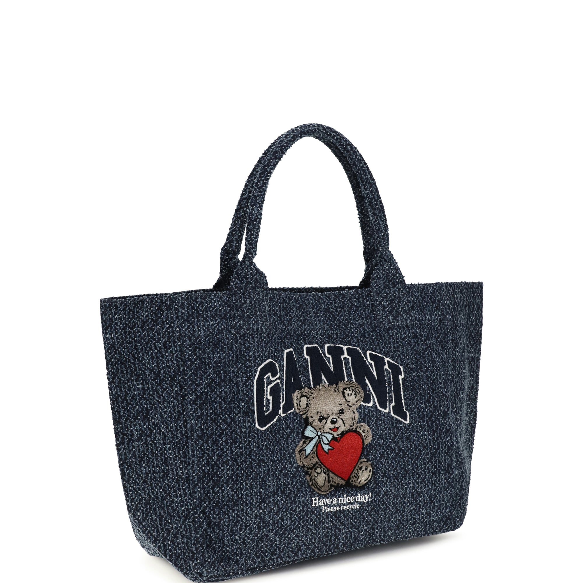 Medium denim Tote Bag with bear