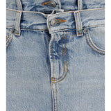 Midi denim Skirt with triple layer