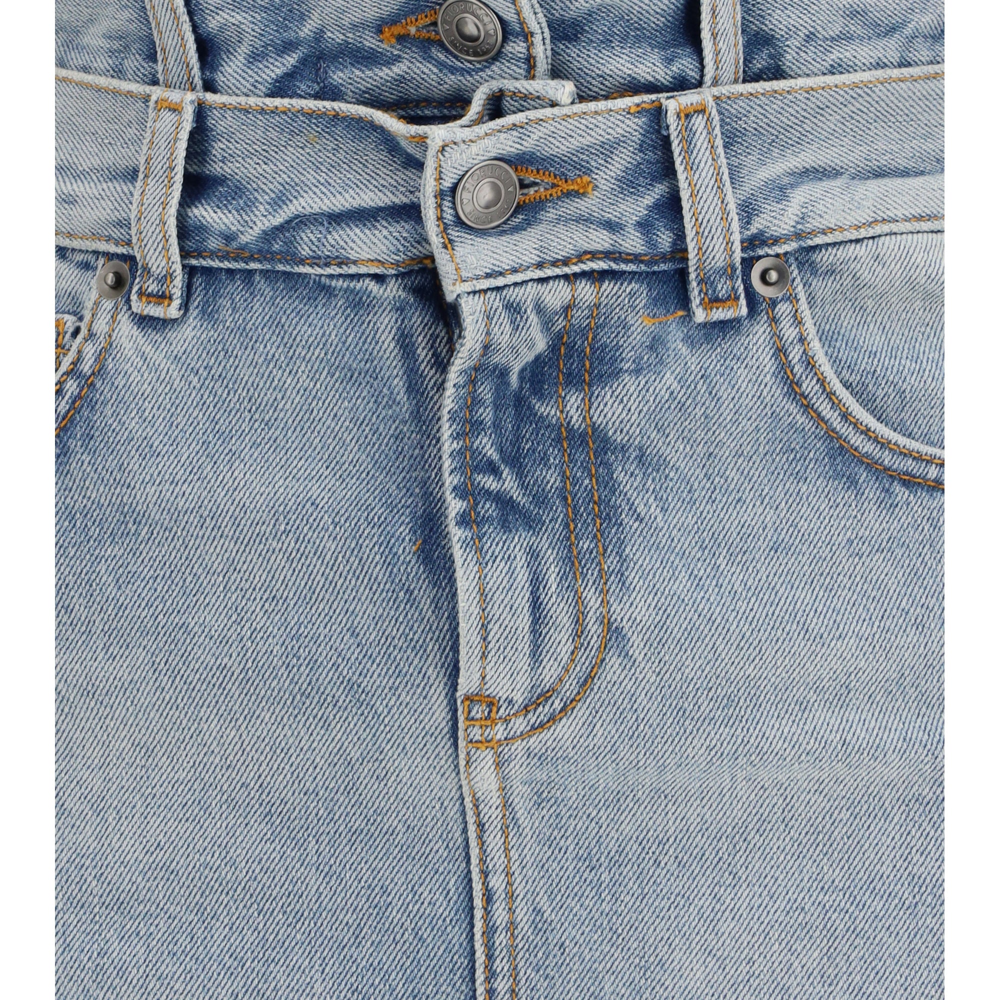 Midi denim Skirt with triple layer